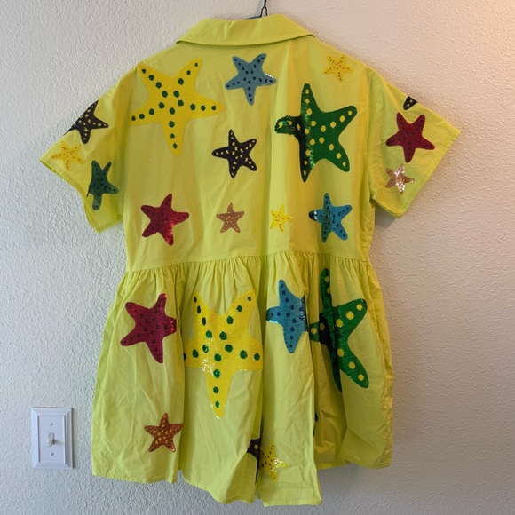 Queen Of Sparkles Neon Starfish Romper. - Picture 5 of 6